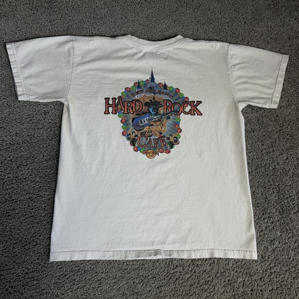 Hard Rock Cafe Shirt Mens M White New Orleans Graphic Crew Neck Cotton Souvenir